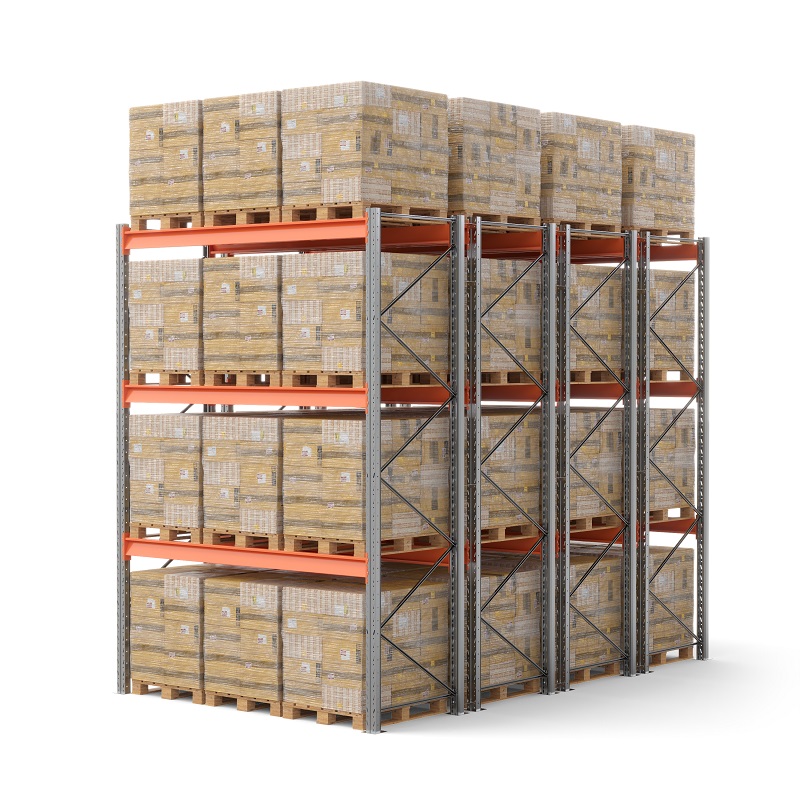 Стеллаж двойной глубины 4000х2700х1100 мм. Ярусы: пол+3 (г/п 3000 кг на ярус)