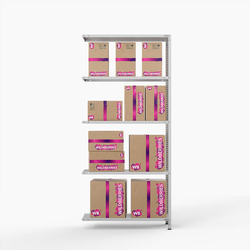 Приставная секция стеллажа для ПВЗ Wildberries ТС Лайт, 2200х1000х400 мм, 5 полок – изображение №3