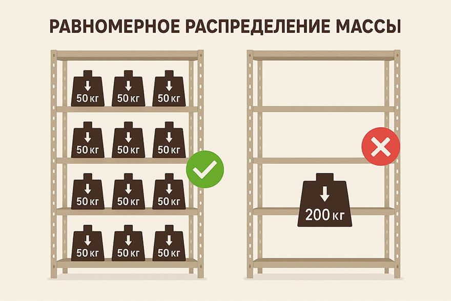 Распределение нагрузки на полки Распределение нагрузки на полки
